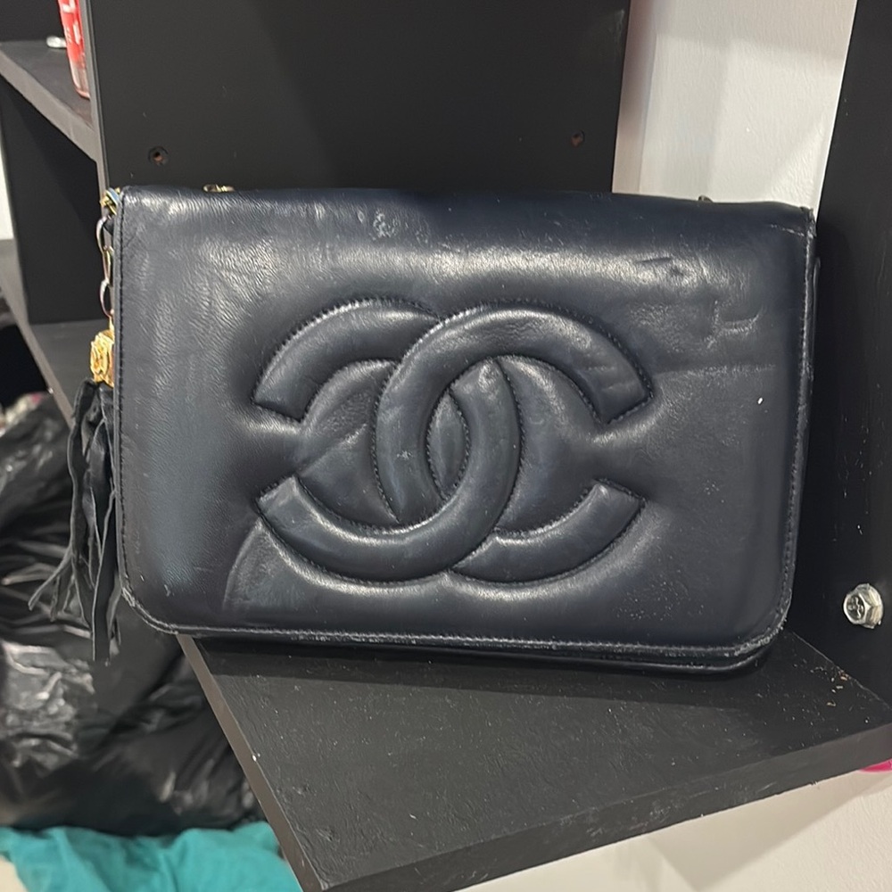 Chanel Black Quilted Leather Clutch